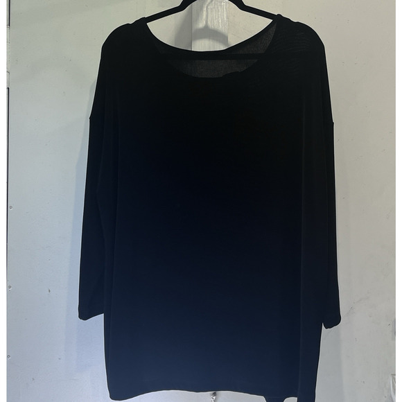 NWT Chico’s Travelers Size 3 16 Black Stretch Tunic Drop Shoulder Long Sleeve - Picture 4 of 8